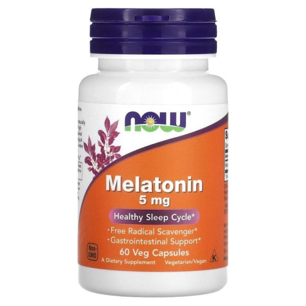 NOW Melatonin 5 мг 60 капсул Здоровый сон