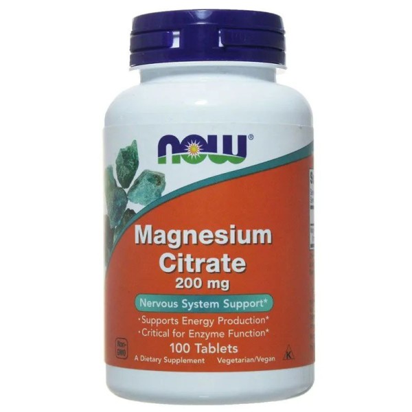NOW Magnesium Citrate 200 мг 100 таблеток Витамины и минералы 
