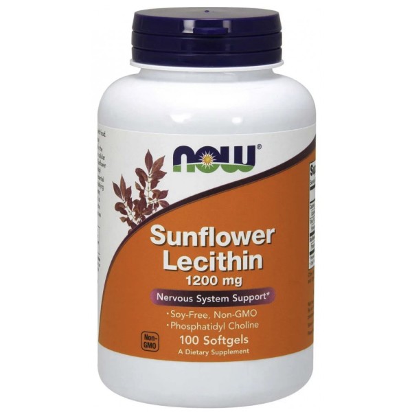 Now Sunflower Lecithin 1200 мг 100 капсул Здоровье печени